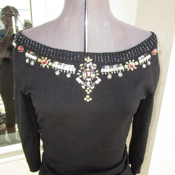 WHBM Jewel Bling Boatneck Dressy Sweater S - Picture 2 of 7
